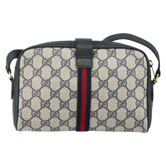 GUCCI GG Supreme Sherry Line Shoulder Bag PVC Navy Gold 89 02 055 Auth 143138 - Picture 2 of 16